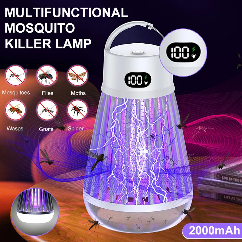 AGSIVO Cordless LED Digital Display Electric Mosquito Bug Zapper Mosquito Killing Lamp Fly Trap Camp Lamp with Rechargeable Battery for Indoor and Outdoor — view 4