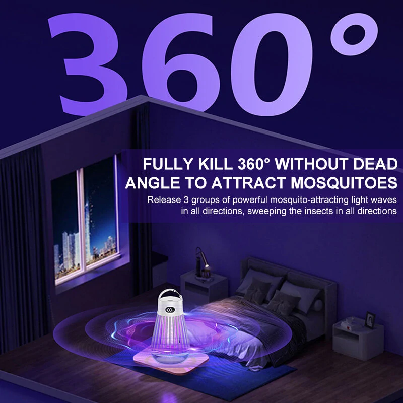 AGSIVO Cordless LED Digital Display Electric Mosquito Bug Zapper Mosquito Killing Lamp Fly Trap Camp Lamp with Rechargeable Battery for Indoor and Outdoor — view 8