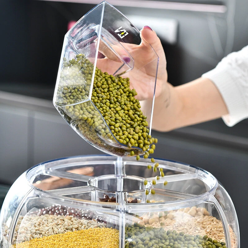 AGSIVO Grain Rice Storage Container Dispenser 360° Rotating Rice Dispenser Kitchen Organizer — view 2