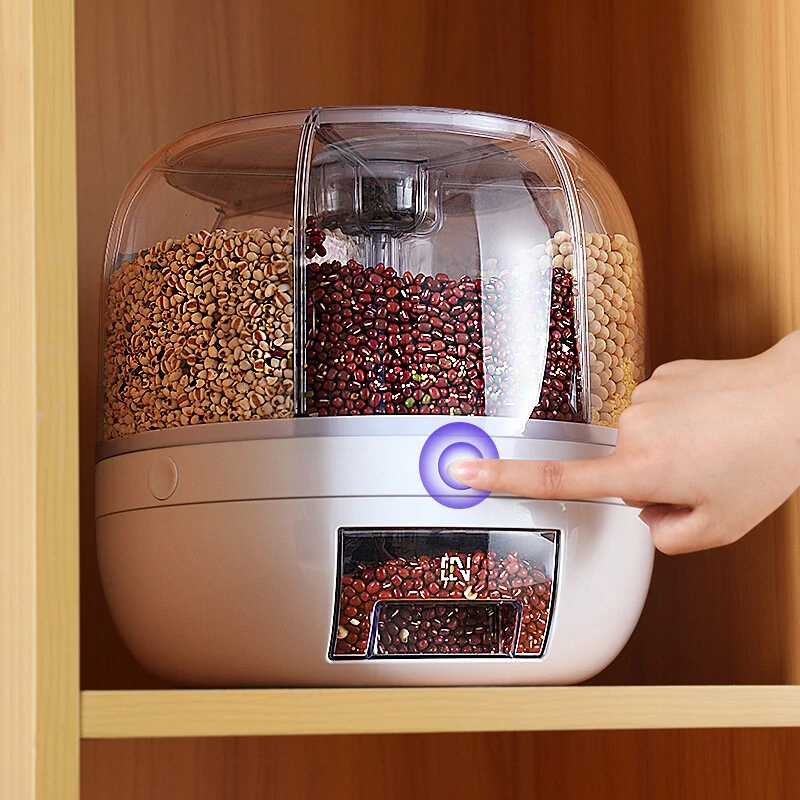 AGSIVO Grain Rice Storage Container Dispenser 360° Rotating Rice Dispenser Kitchen Organizer — view 3