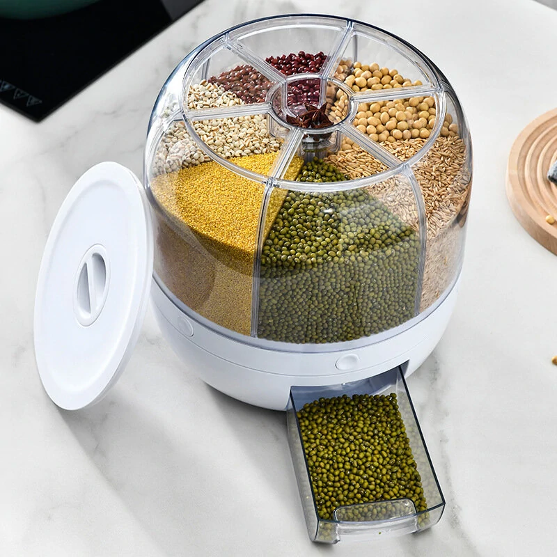 AGSIVO Grain Rice Storage Container Dispenser 360° Rotating Rice Dispenser Kitchen Organizer — view 4