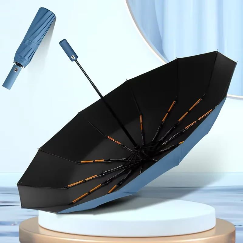 AGSIVO Travel Automatic Folding Umbrella 12 Ribs Reinforced Windproof UPF 50+ UV Protection Auto Open Close For Men and Women — view 7