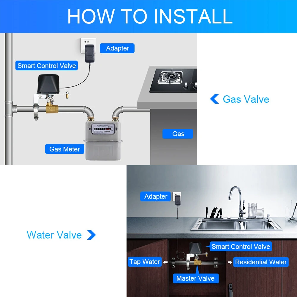 AGSIVO Tuya Wifi Smart Water Gas Valve Shut off App Remote Control Water Timer Sprinkler Controller Compatible With Alexa / Google Assistant Works with Smart Life and Tuya Application — view 6