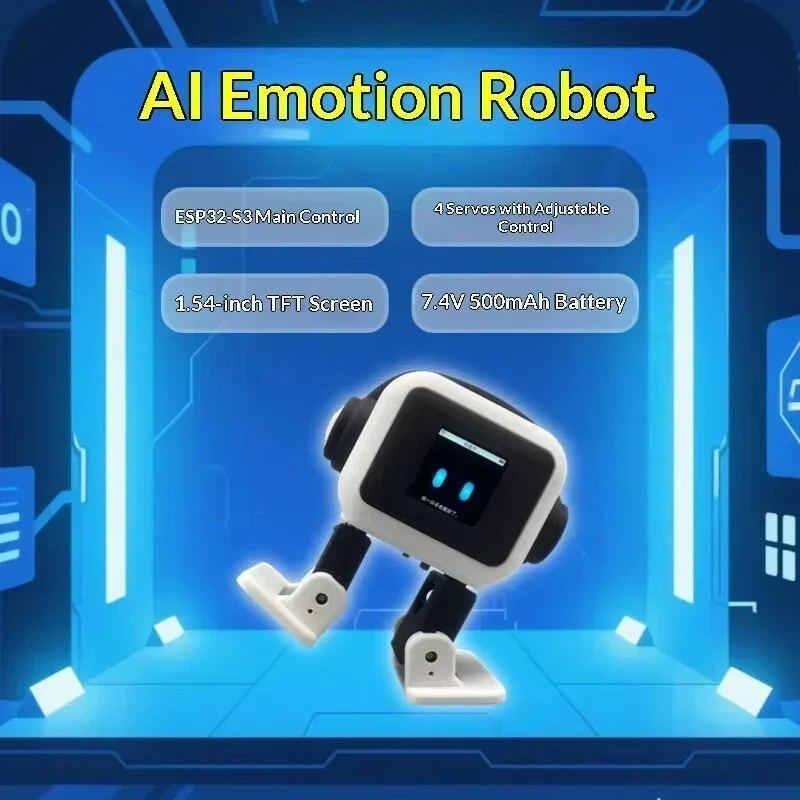 AI EMO Robot Interactive Chat Dancing Emotional Companion ESP32-S3 1.54-Inch TFT Screen 4 Servos 7.4V Voice Wake-Up Multi-Language Dialogue — view 4