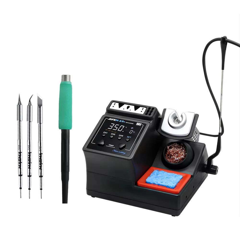 AIFEN A9E Soldering Station 160W 100°C-450°C Adjustable Temperature Rework Station T245 Handle with Cleaning Tools and Multi Compatible Soldering Tips