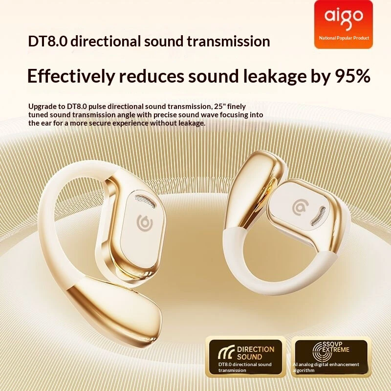 Aigo SJ265 Wireless Earbuds bluetooth 5.4 Earphone 16mm Speaker DT8.0 Directional Sound Transmission 60H Battery Life Soft Silicone Earhooks Sports Headset — view 5