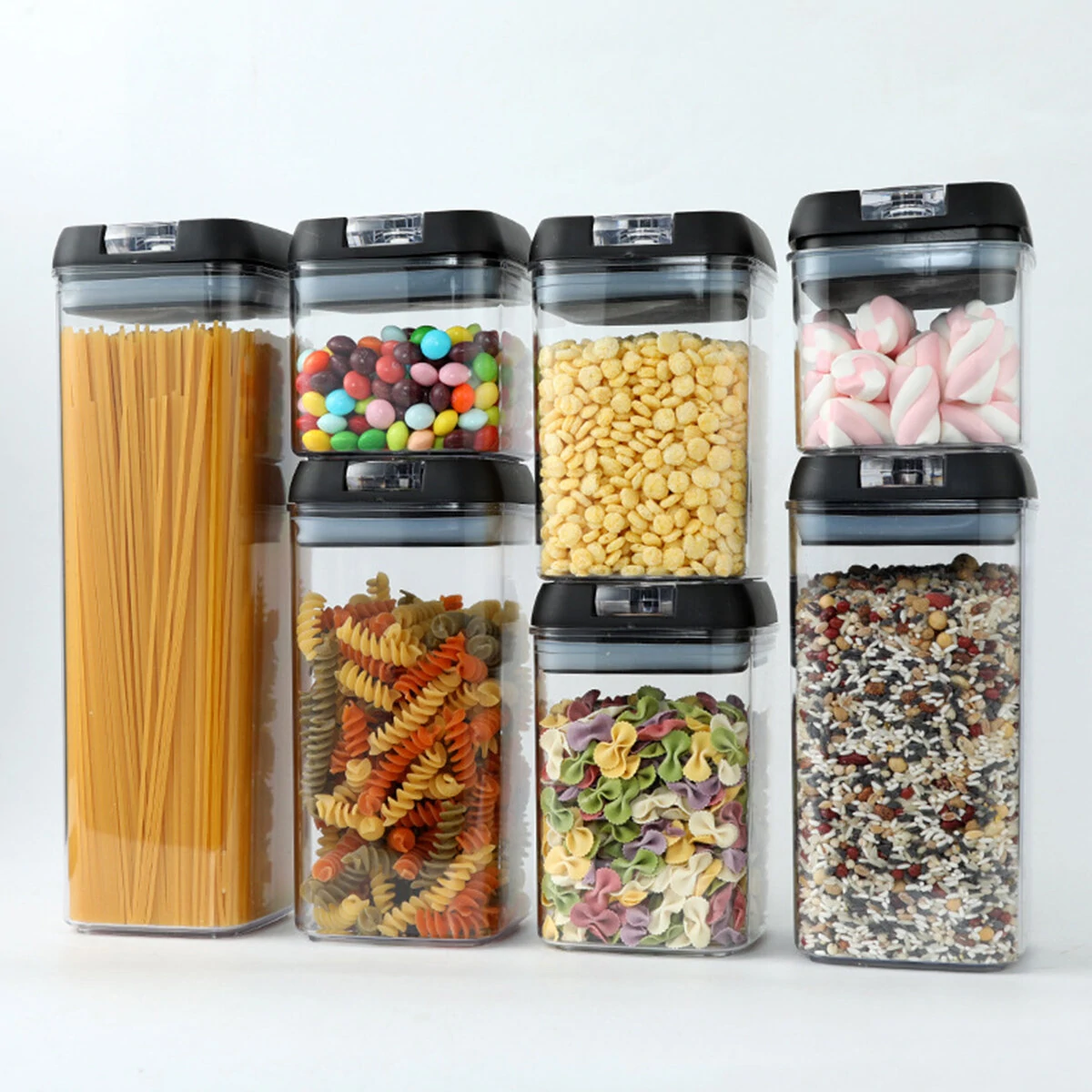 Air-Tight Food Storage Container for Cereals Easy Lock Sealed Jar Plastic Transparent Milk Powder Grains Candy Kitchen Organizer — view 2