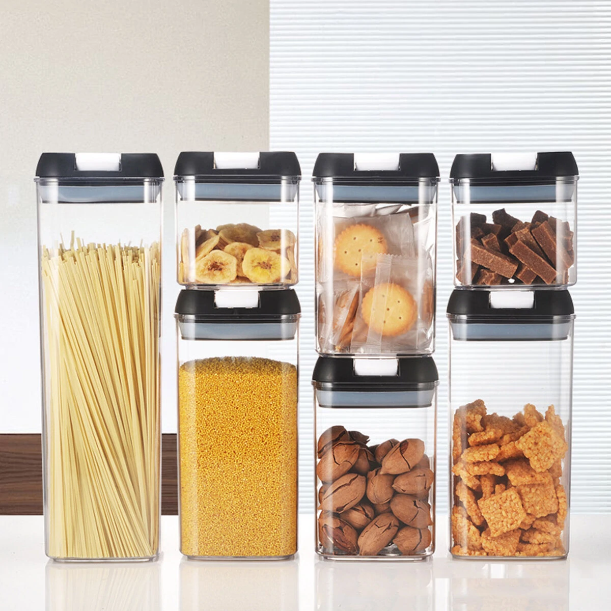 Air-Tight Food Storage Container for Cereals Easy Lock Sealed Jar Plastic Transparent Milk Powder Grains Candy Kitchen Organizer — view 3