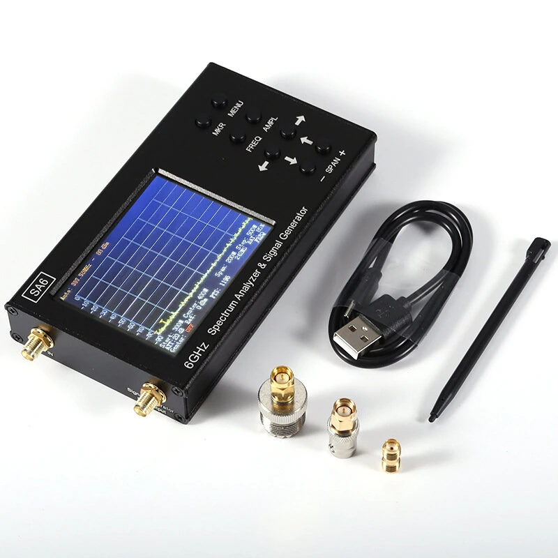 AISANRAY SA6 Handheld Spectrum Analyzer 35-6200 MHz 3.2 Inch Touch Screen High Dynamic Range 700 MHz/sec Scan Speed Portable Wireless Signal Tester