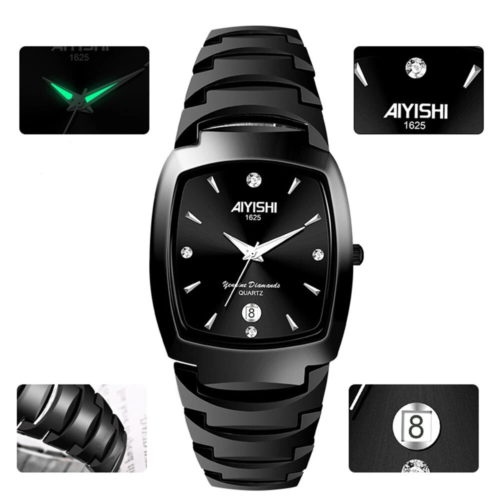 AIYISHI Luxury Men's Square Quartz Watch Steel Strap Casual Business Wristwatch Waterproof Luminous Date Design Comfortable Stylish — view 11