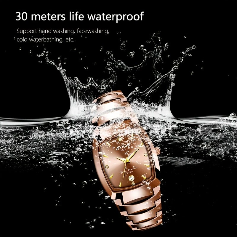AIYISHI Luxury Men's Square Quartz Watch Steel Strap Casual Business Wristwatch Waterproof Luminous Date Design Comfortable Stylish — view 6