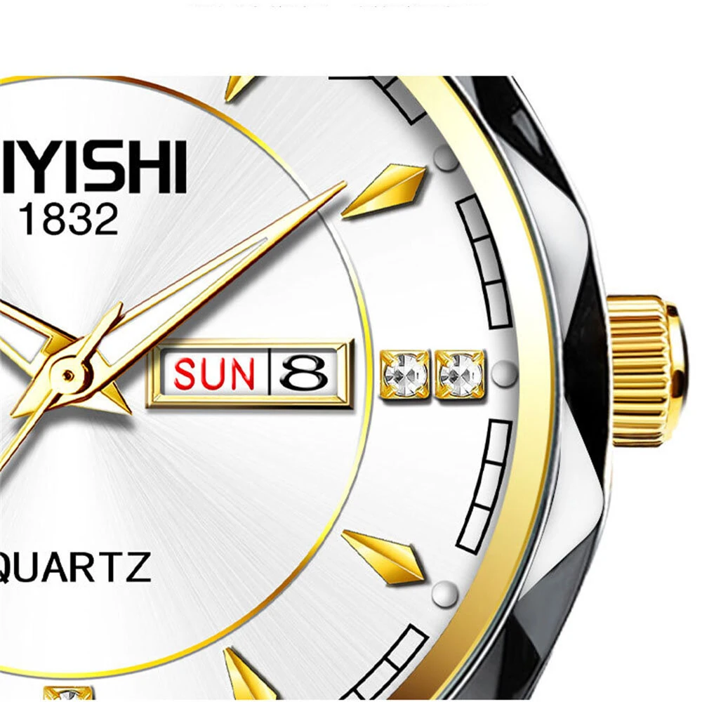 AIYISHI Men Watches Luxury Brand Luminous Waterproof Business Watch Stainless Steel Strap Quartz Watch — view 4