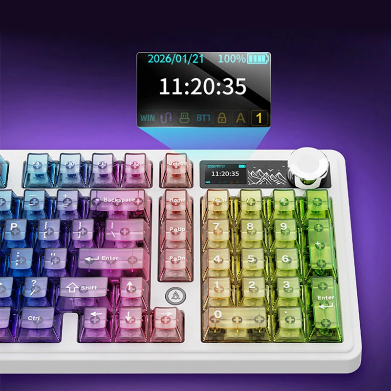 AJAZZ Ak980V2 PRO Mechanical Gaming Keyboard with Knob and TFT Color Display Tri-Mode Gasket Structure 10000mAh Battery Dual 8K Polling Rate — view 3