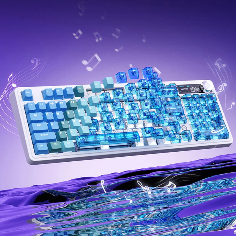 AJAZZ Ak980V2 PRO Mechanical Gaming Keyboard with Knob and TFT Color Display Tri-Mode Gasket Structure 10000mAh Battery Dual 8K Polling Rate — view 6