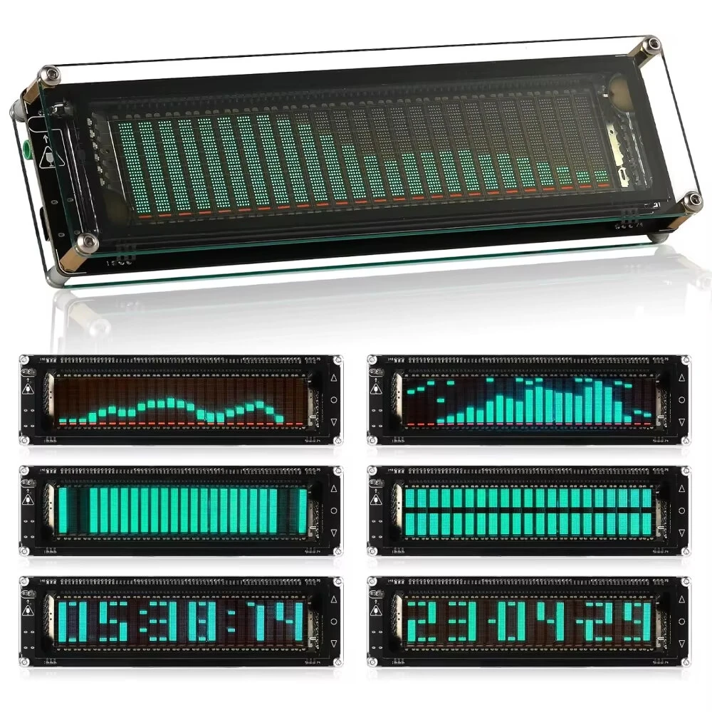 AK2515-V3.0 Bluetooth VFD Audio Spectrum Indicator 3.5mm Input Dual Type-C Port Spectrum Analyzer Clock with Visual Display — image 1