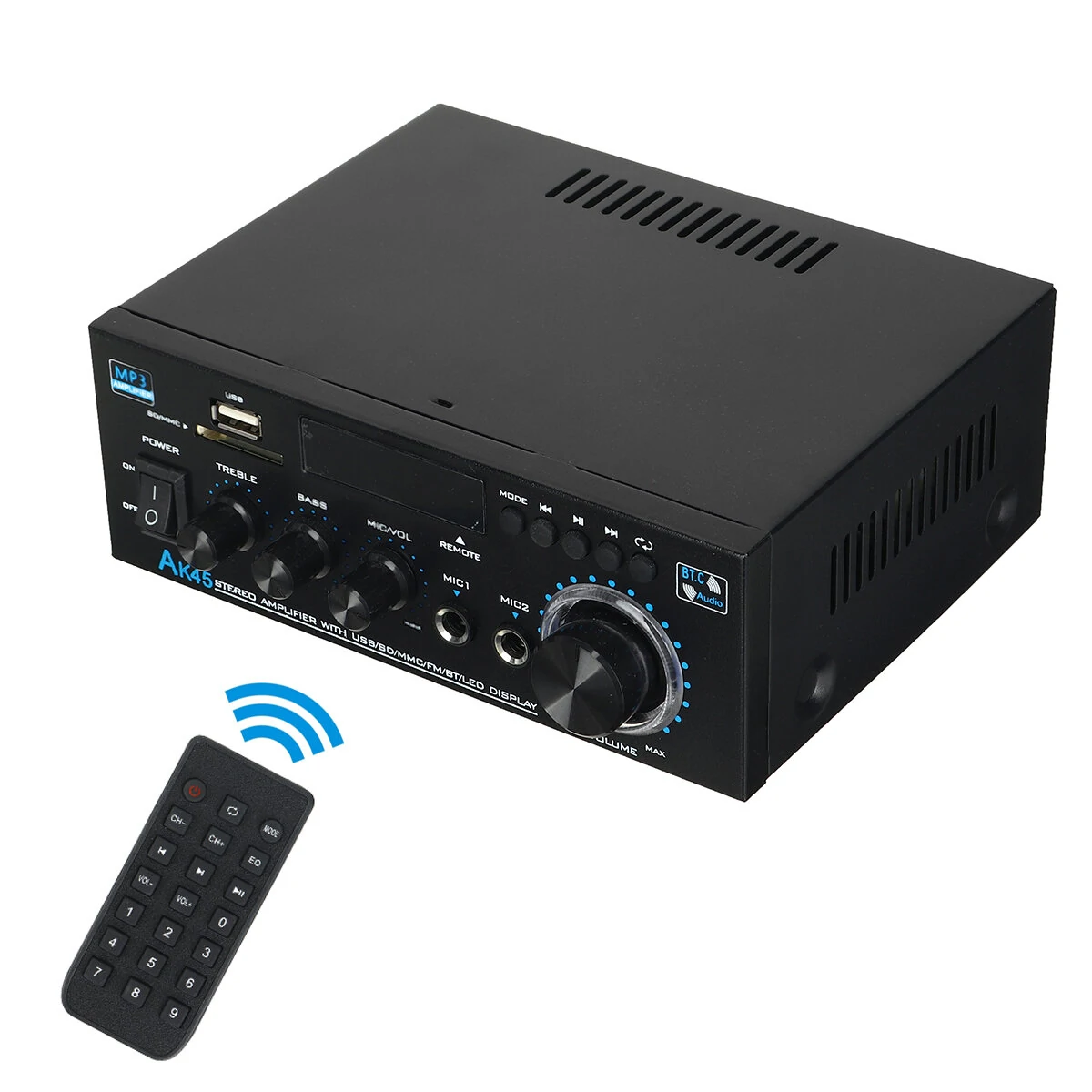 AK45 Power Amplifier bluetooth HiFi Digital Amplifier Max Power 90Wx2 Channel 2.0 Surround Sound AMP Speaker for Home Car — view 2
