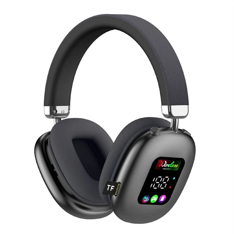 AKZ616BT RGB Digital Display Screen Headset Wireless Bluetooth 5.4 Chip Headphones 40mm Speaker HiFi Bass Driver Lossless 400mAh 30H Long Battery Life 90° Rotation Adjustment  Low Latancy With Microphone — view 6