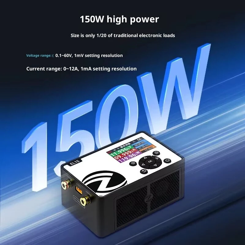 ALIENTEK EL15 Programmable Electronic Load Meter 150W Testing Tool High Precision Battery Capacity Measurement Voltage Range 0.1V to 60V Current Range 0A to 12A Compact Design IPS LCD Display — view 4