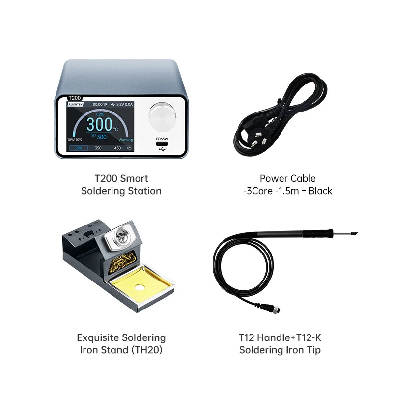 ALIENTEK T200 Smart Soldering Station 160W PID Temperature Control Welding Rework Station For C245 C210 T12 Tips — view 7