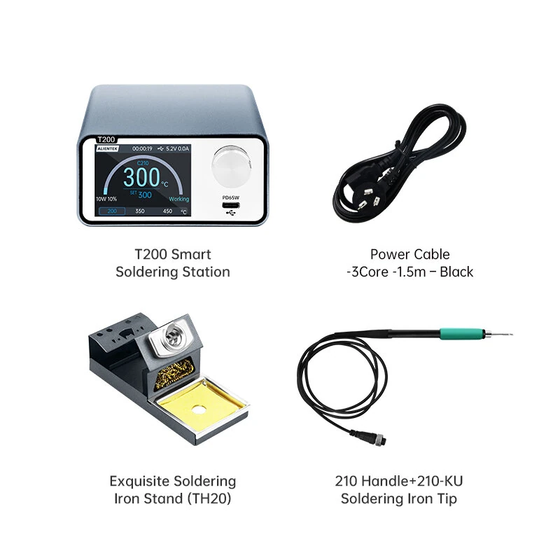 ALIENTEK T200 Smart Soldering Station 160W PID Temperature Control Welding Rework Station For C245 C210 T12 Tips — view 8
