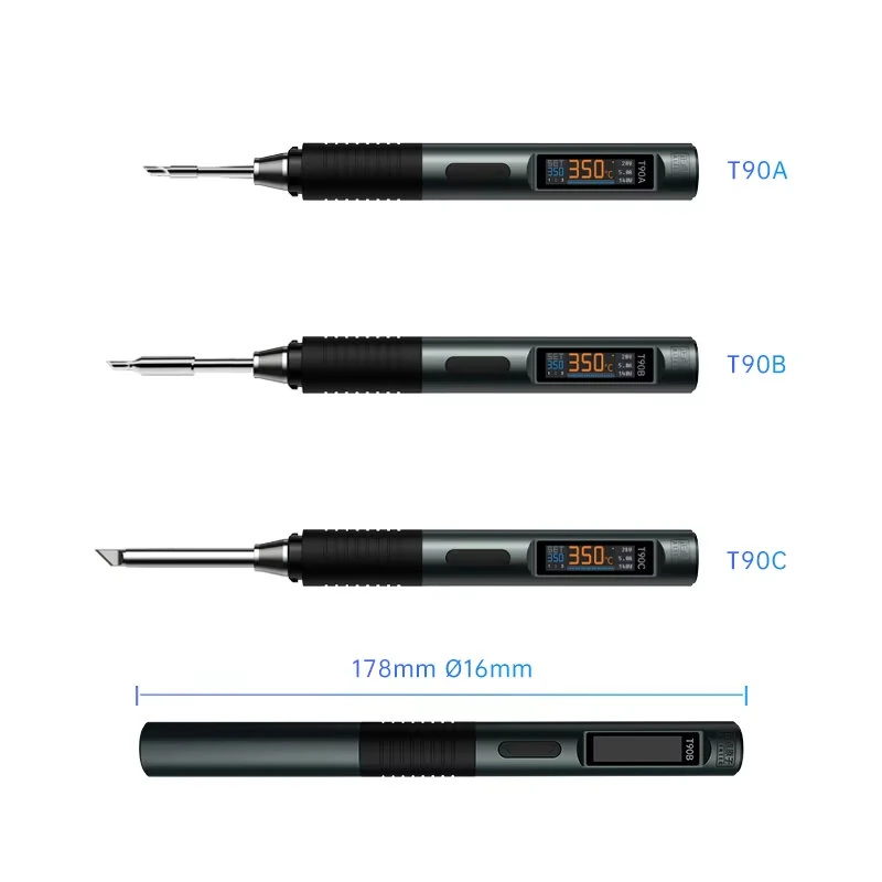 ALIENTEK T90 140W Adjustable Temperature Soldering Iron Type-C Fast Charging 80-450°C High Precision Portable Soldering Tool IPS LCD Display 9-28V PD QC Protocol — view 3