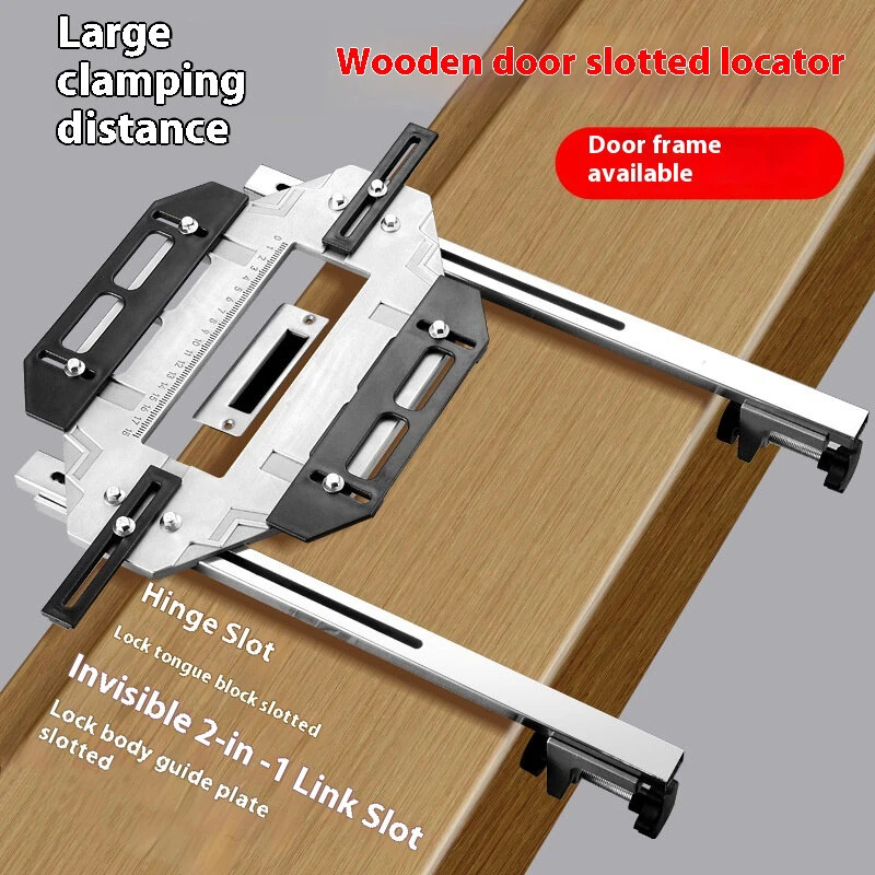 Aluminum Alloy Door Hinge Jig Guide Woodworking Hole Opener Door Slotting Locator Door Lock Jig for Door Lock Installation — view 3