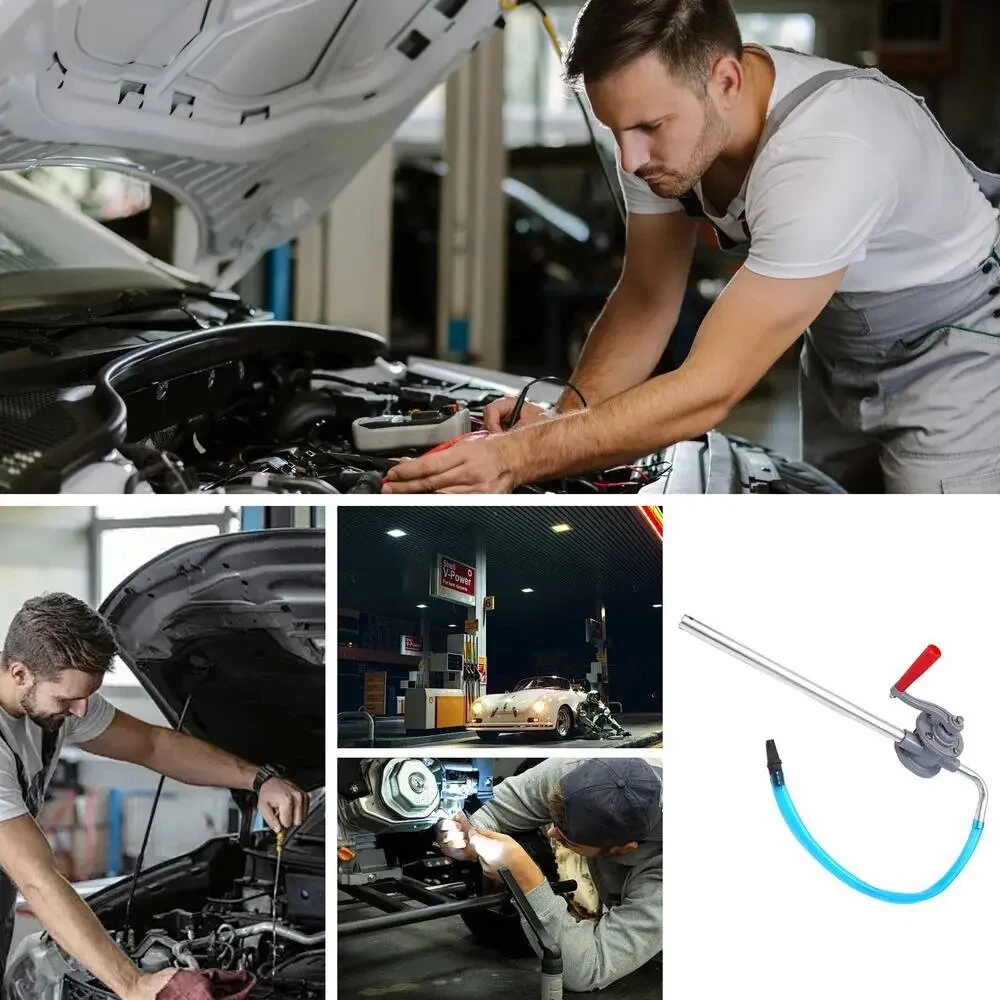 Aluminum Alloy Hand Crank Oil Extractor Pump Lightweight Portable Adjustable Tube Length Automotive Fluid Transfer Tool Workshop Garage Home Use — view 6