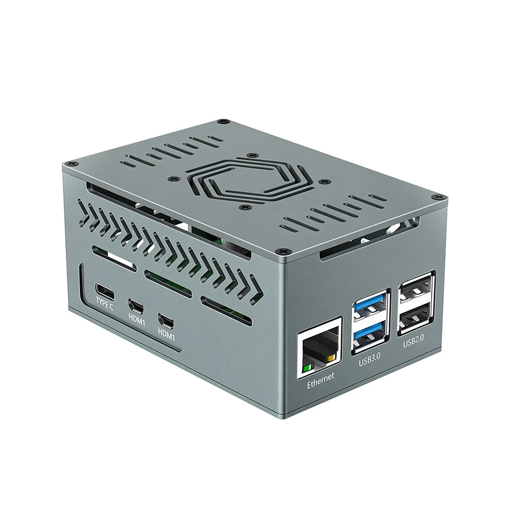 Aluminum Case for Raspberry Pi 5 with 4010 PWM Fan Copper Heatsinks Metal Enclosure Supporting Official Cooler X1000/X1001/N05 PCIe Boards — view 8