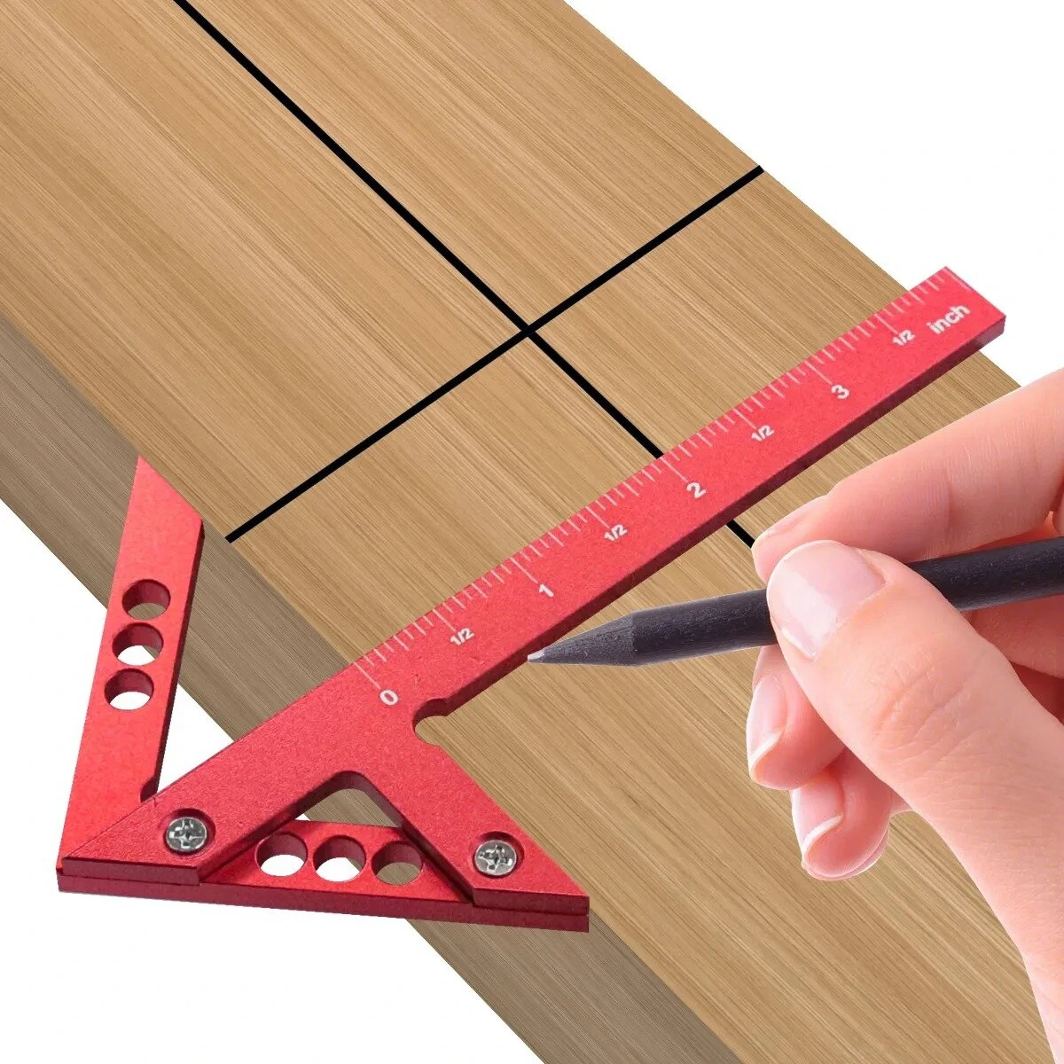 Aluminum Center Finder Woodworking Square 45/90 Degree Metric/Imperial Right Angle Line Gauge Durable Scribe Carpenter Ruler — Pricio