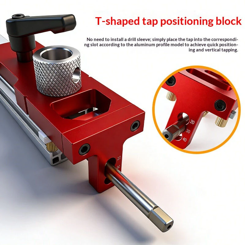 Aluminum Profile 2-in-1 Hole Puncher M6M8 Through-hole Tapping Locator with 14mm Drill Sleeve for 2020 2040 2060 3030 3060 4040 4060 Profiles — view 5