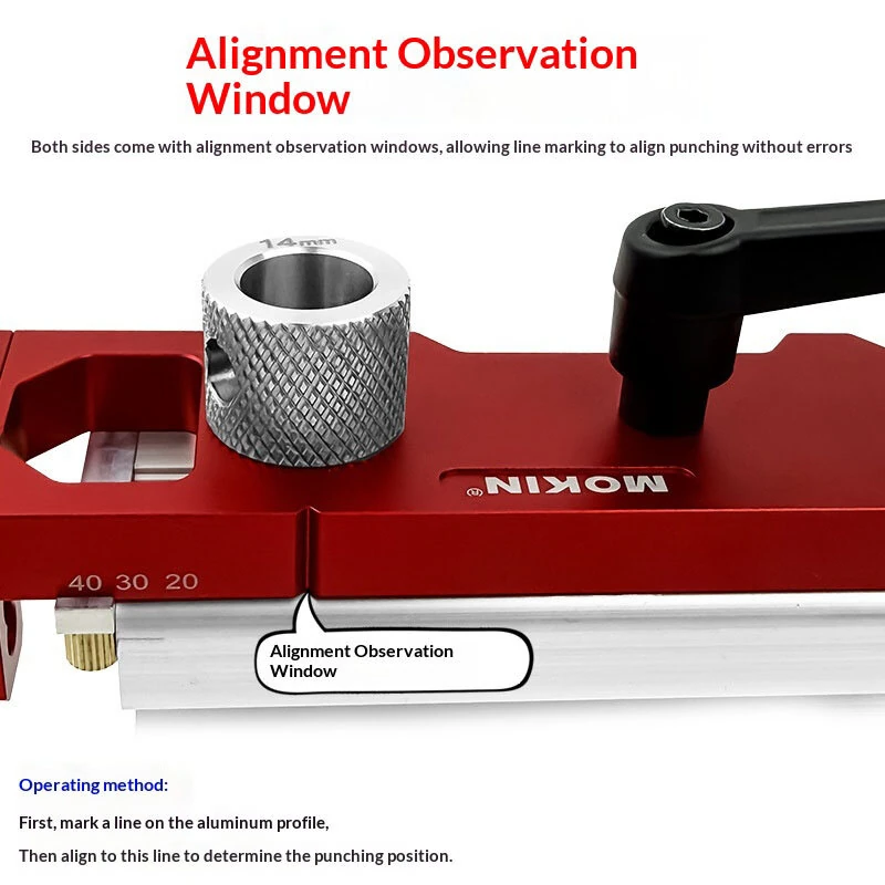 Aluminum Profile 2-in-1 Hole Puncher M6M8 Through-hole Tapping Locator with 14mm Drill Sleeve for 2020 2040 2060 3030 3060 4040 4060 Profiles — view 7