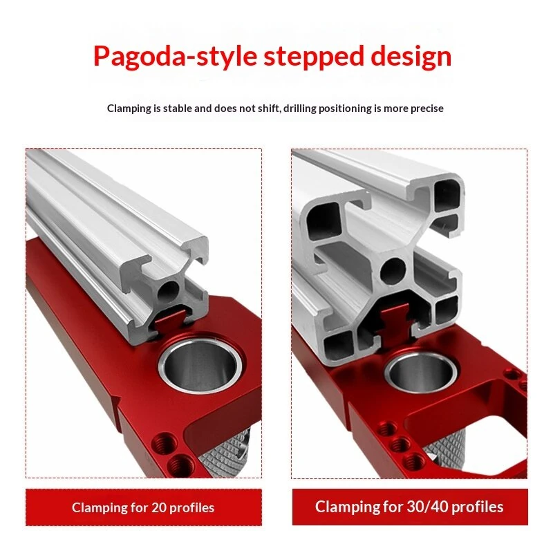 Aluminum Profile 2-in-1 Hole Puncher M6M8 Through-hole Tapping Locator with 14mm Drill Sleeve for 2020 2040 2060 3030 3060 4040 4060 Profiles — view 8