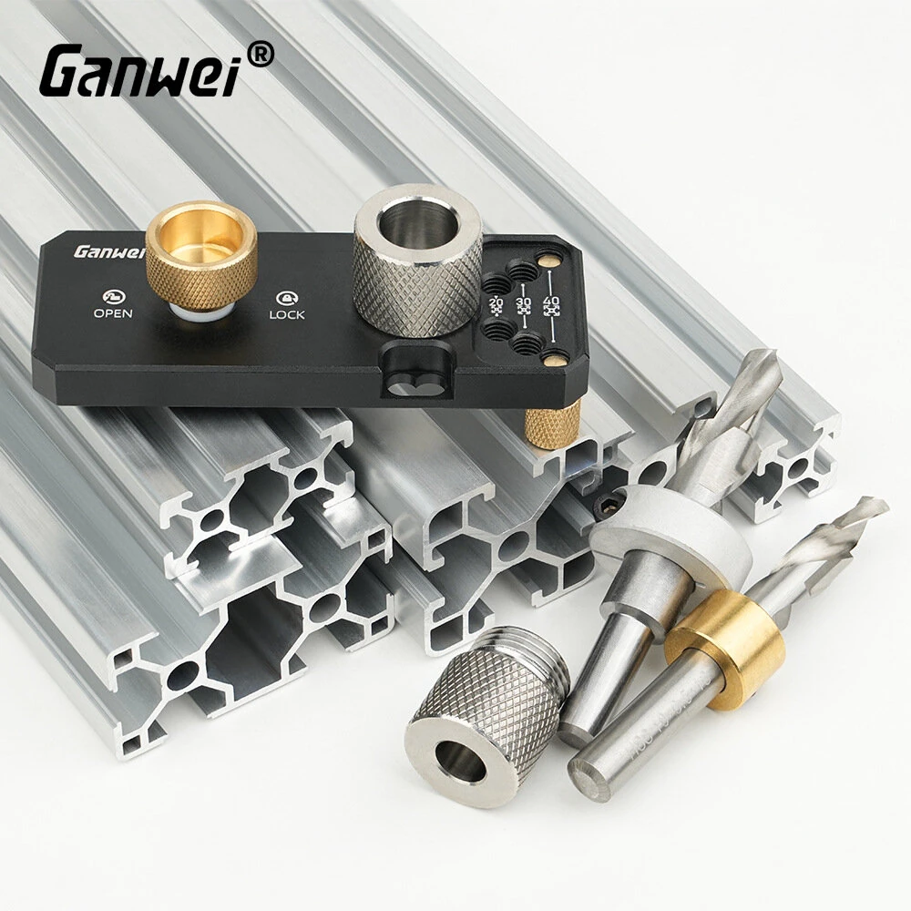 Aluminum Profile Drilling Jig 20/30/40 Series Profile Positioning Punching Locator Set with M6 and M8 Step Drill Bits — view 7