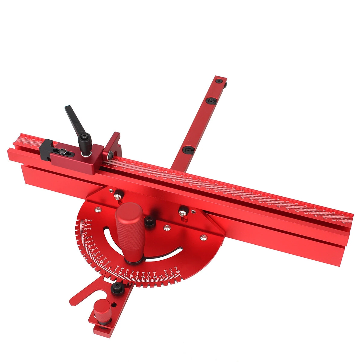 Aluminum Table Saw Miter Gauge with Fence Micro Adjustable Flip Stop for Table Saw Band Saw Router Table Fit 3/8 x 3/4" T Slot for Woodworking Crosscut Miter Cut — view 2