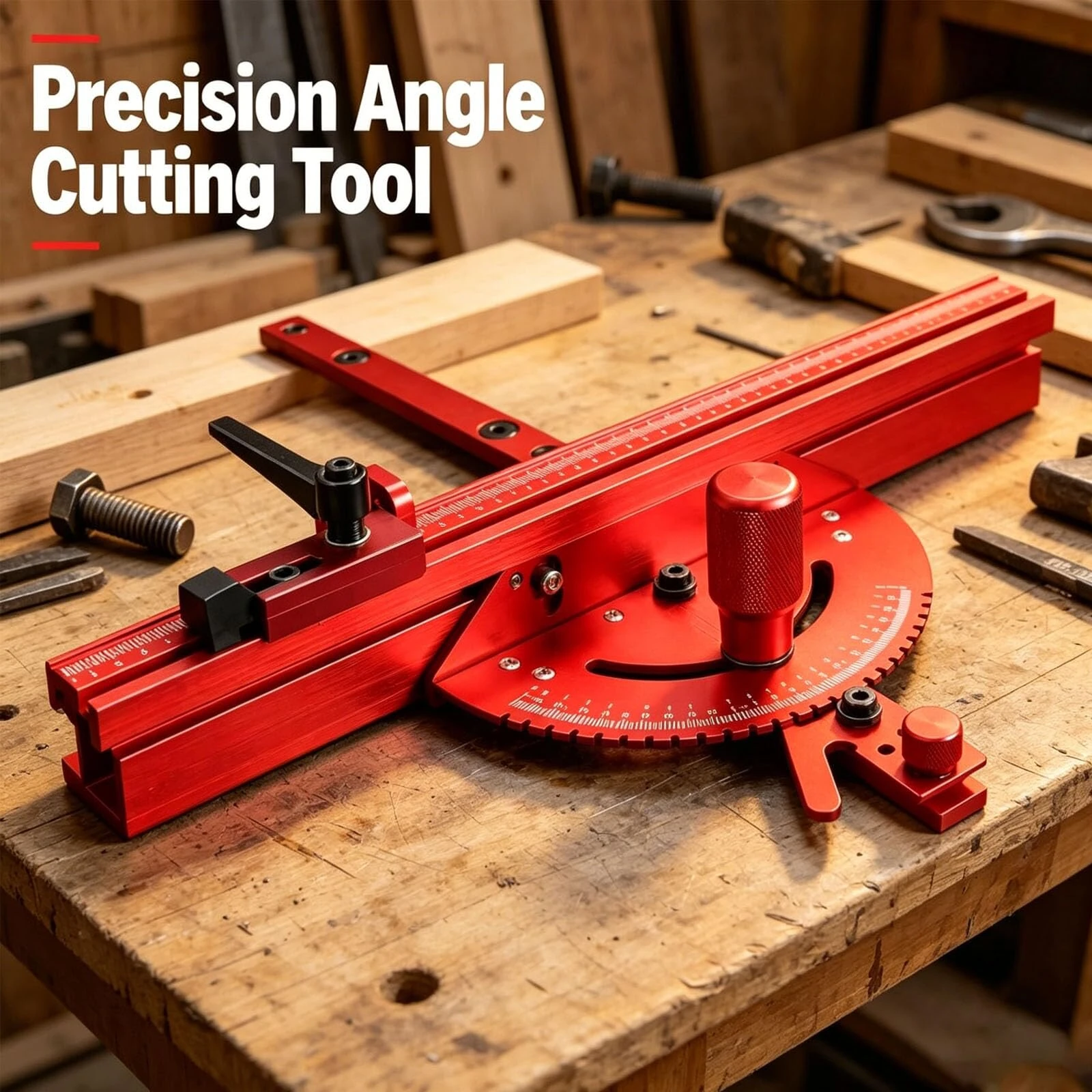 Aluminum Table Saw Miter Gauge with Fence Micro Adjustable Flip Stop for Table Saw Band Saw Router Table Fit 3/8 x 3/4" T Slot for Woodworking Crosscut Miter Cut — view 3