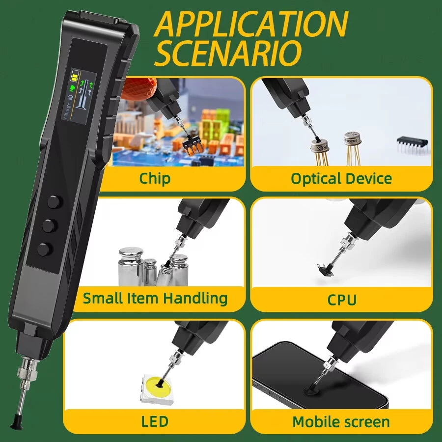 AMNVOLT 140g Lift Electric Vacuum Suction Pen Rechargeable Portable SMD IC Handling Tool Built-in Mini Pump Anti-Static LED Light Type-C Charging Screen Display — view 6