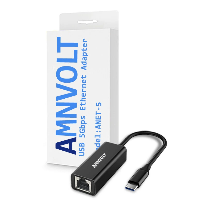 AMNVOLT ANET-5 USB 3.2 to 5GbE Adapter Wired LAN Network Connection for Raspberry Pi 5G/2.5G/1G/100Mbps 5000Mbps USB-C to RJ45 Network Converter — view 3