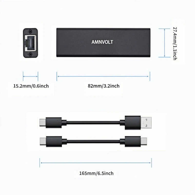 AMNVOLT ANET-5 USB 3.2 to 5GbE Adapter Wired LAN Network Connection for Raspberry Pi 5G/2.5G/1G/100Mbps 5000Mbps USB-C to RJ45 Network Converter — view 9