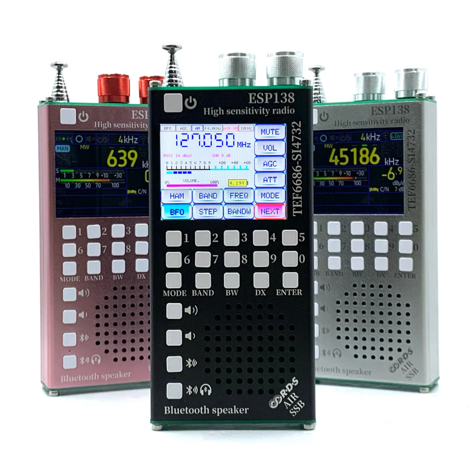 AMNVOLT SI4732 TEF6686 Dual-system Full-Band Radio FM AM SSB Air Band Receiver + TEF6686 FM Receiver 2-in-1 Handheld Radio with Bluetooth