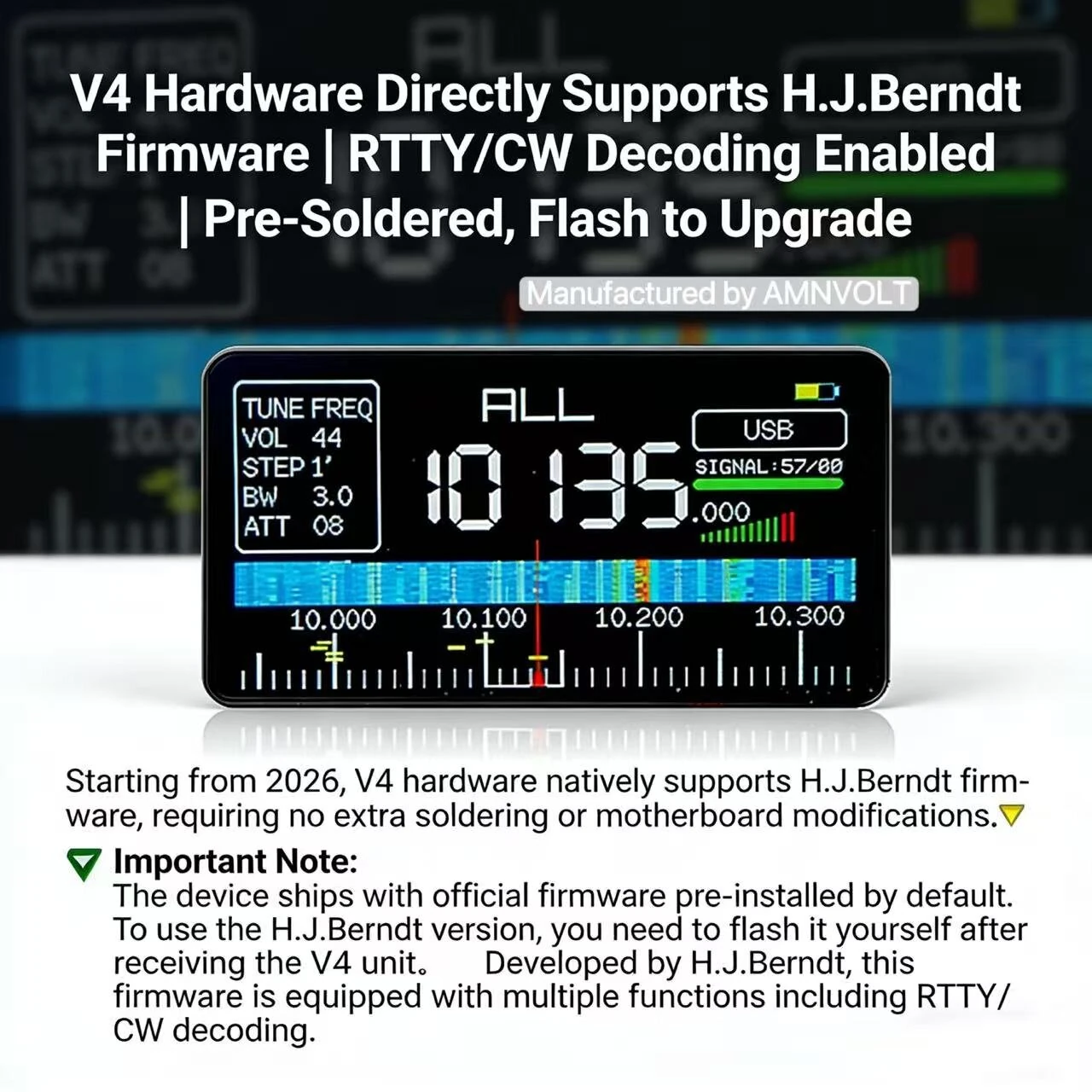AMNVOLT V4 ATS Mini SI4732 Radio ALL Band DSP Radio FM AM SSB LSB USB Receiver built-in Hi-Z Headphone Amplifier Circuit with Dual Antenna — view 5