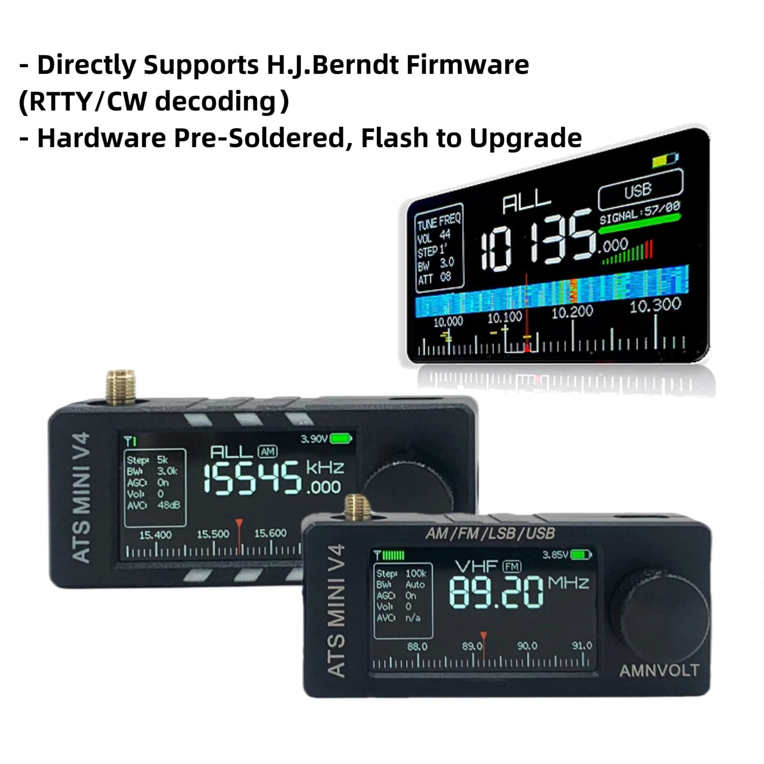 AMNVOLT V4 ATS Mini SI4732 Radio ALL Band DSP Radio FM AM SSB LSB USB Receiver built-in Hi-Z Headphone Amplifier Circuit with Dual Antenna — view 6