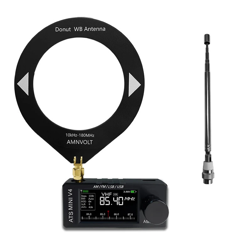 AMNVOLT V4 ATS Mini SI4732 Radio + Bracket 3D Printed Stand ALL Band DSP Radio FM AM SSB LSB USB Receiver built-in Hi-Z Headphone Amplifier Circuit with Dual Antenna — view 4