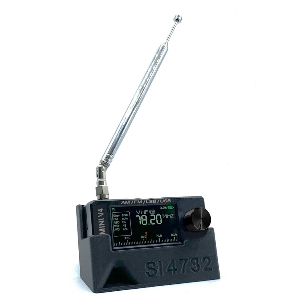 AMNVOLT V4 ATS Mini SI4732 Radio + Bracket 3D Printed Stand ALL Band DSP Radio FM AM SSB LSB USB Receiver built-in Hi-Z Headphone Amplifier Circuit with Dual Antenna — view 8