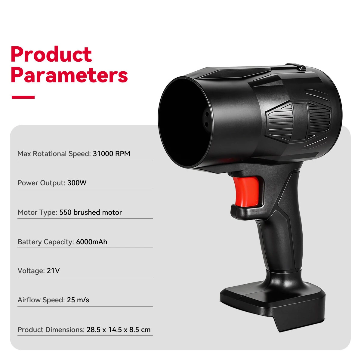 Andeman Cordless Car Maintenance Air Blower 31000RPM 300W 25 m/s Powerful Motor 21V Rechargeable Battery Portable Compact Design Automotive Cleaning Tool — view 3