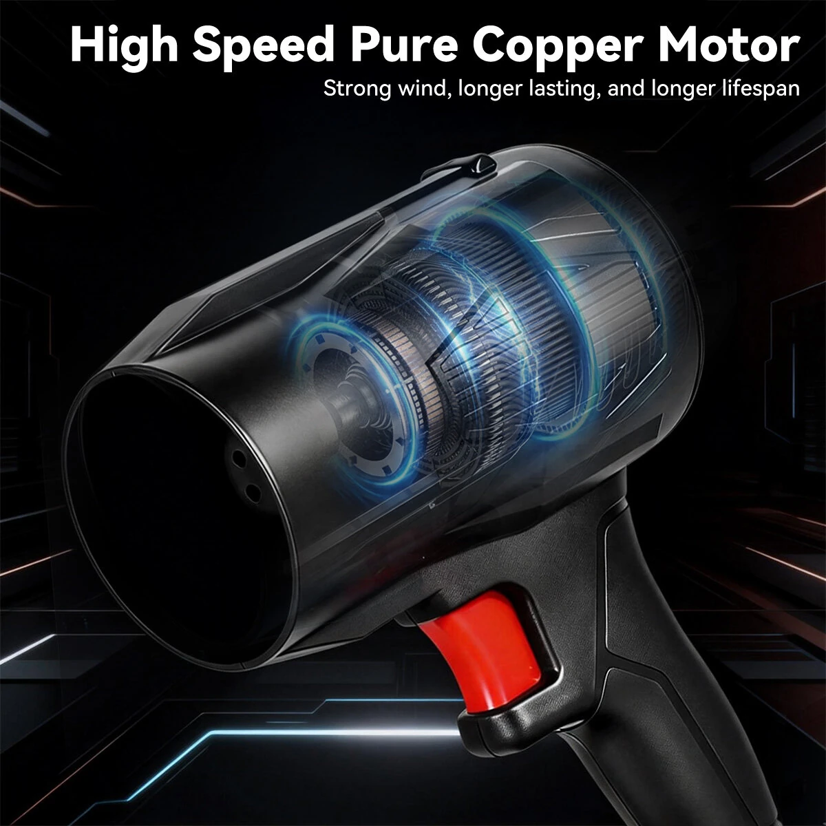 Andeman Cordless Car Maintenance Air Blower 31000RPM 300W 25 m/s Powerful Motor 21V Rechargeable Battery Portable Compact Design Automotive Cleaning Tool — view 7