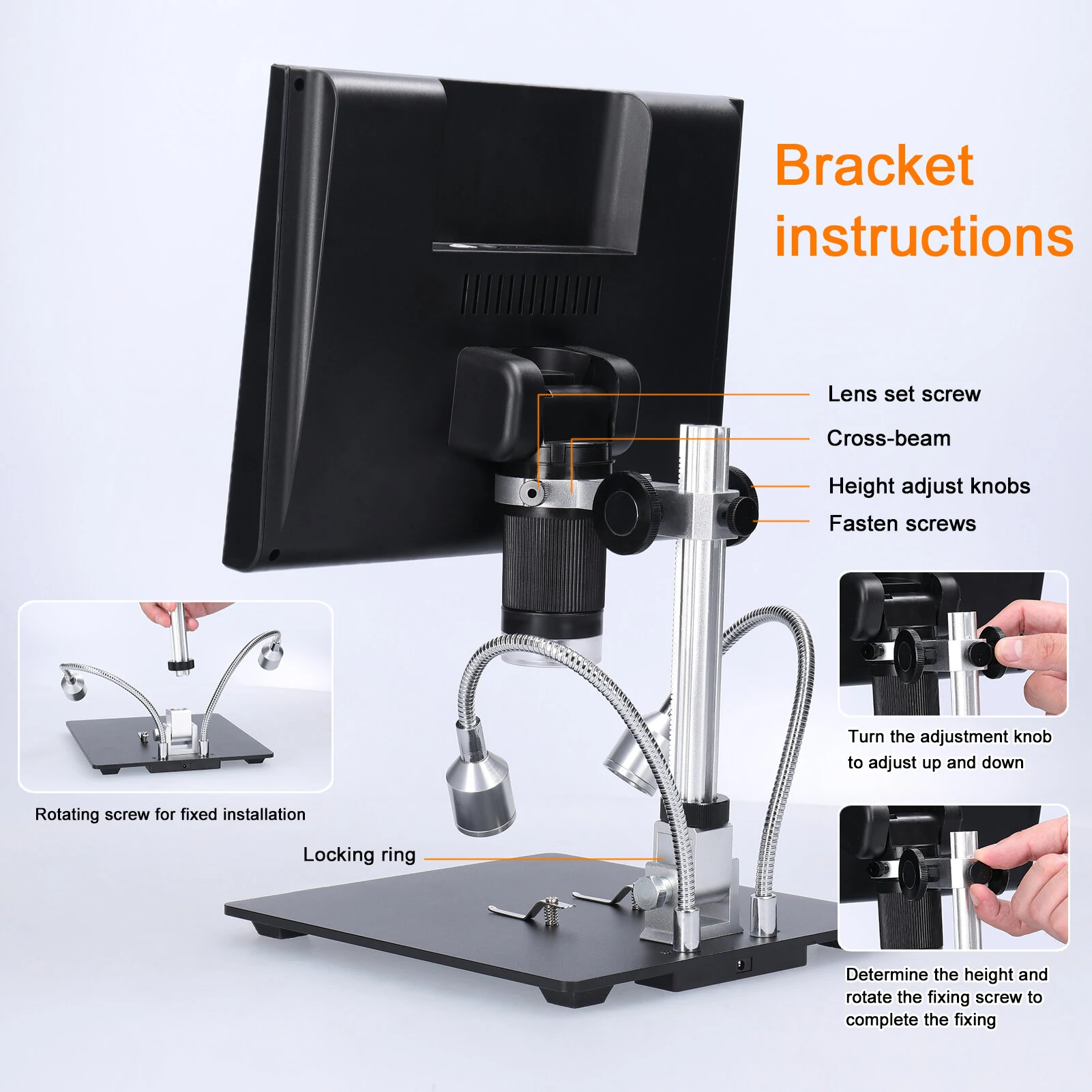 ANDONSTAR 10 Inch Digital Microscope  4X Zoom 1080P LCD Display Magnifier Soldering Microscope with LED — view 4