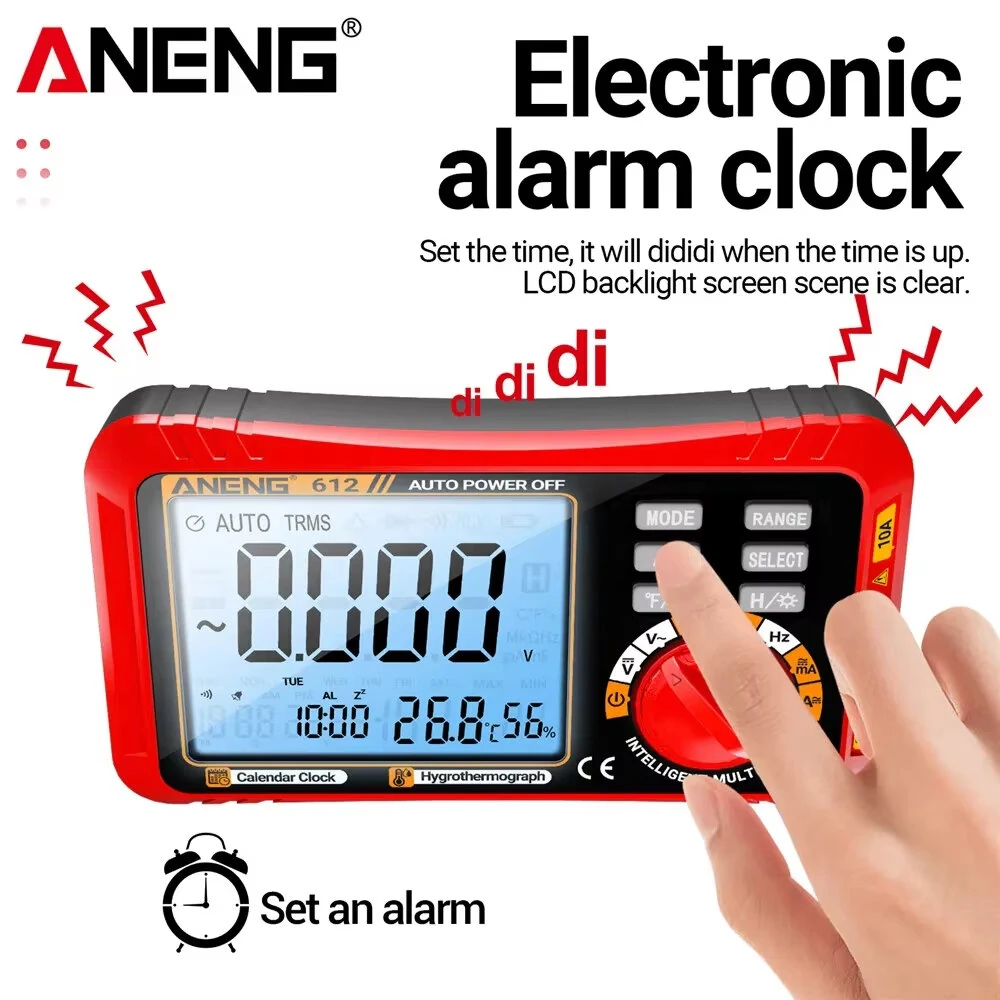 ANENG 612 Digital Multimeter High Precision AC/DC Voltage Current Resistance Capacitance Large LCD Backlight Automatic Power-Saving Portable Design — view 3