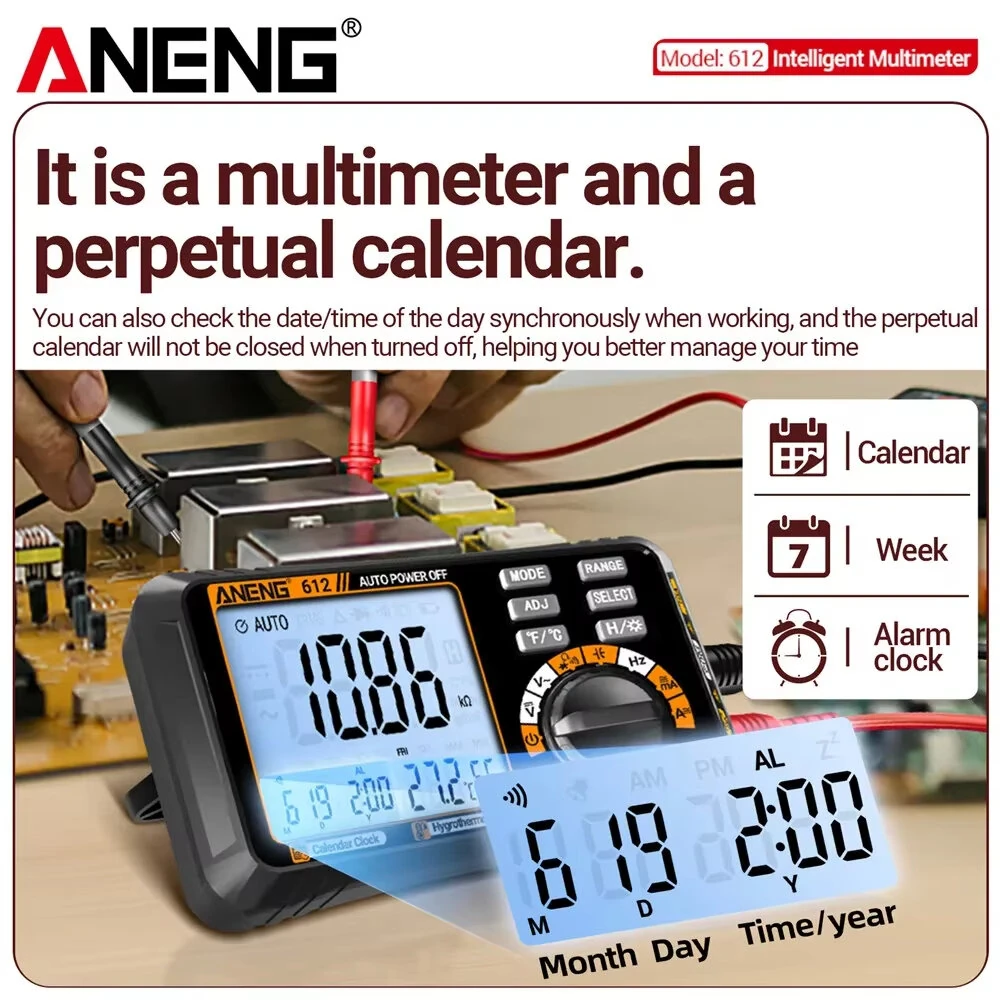 ANENG 612 Digital Multimeter High Precision AC/DC Voltage Current Resistance Capacitance Large LCD Backlight Automatic Power-Saving Portable Design — view 4