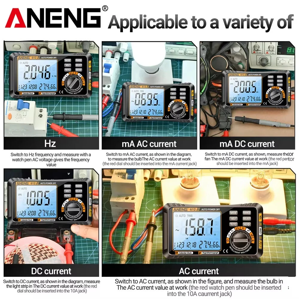 ANENG 612 Digital Multimeter High Precision AC/DC Voltage Current Resistance Capacitance Large LCD Backlight Automatic Power-Saving Portable Design — view 5