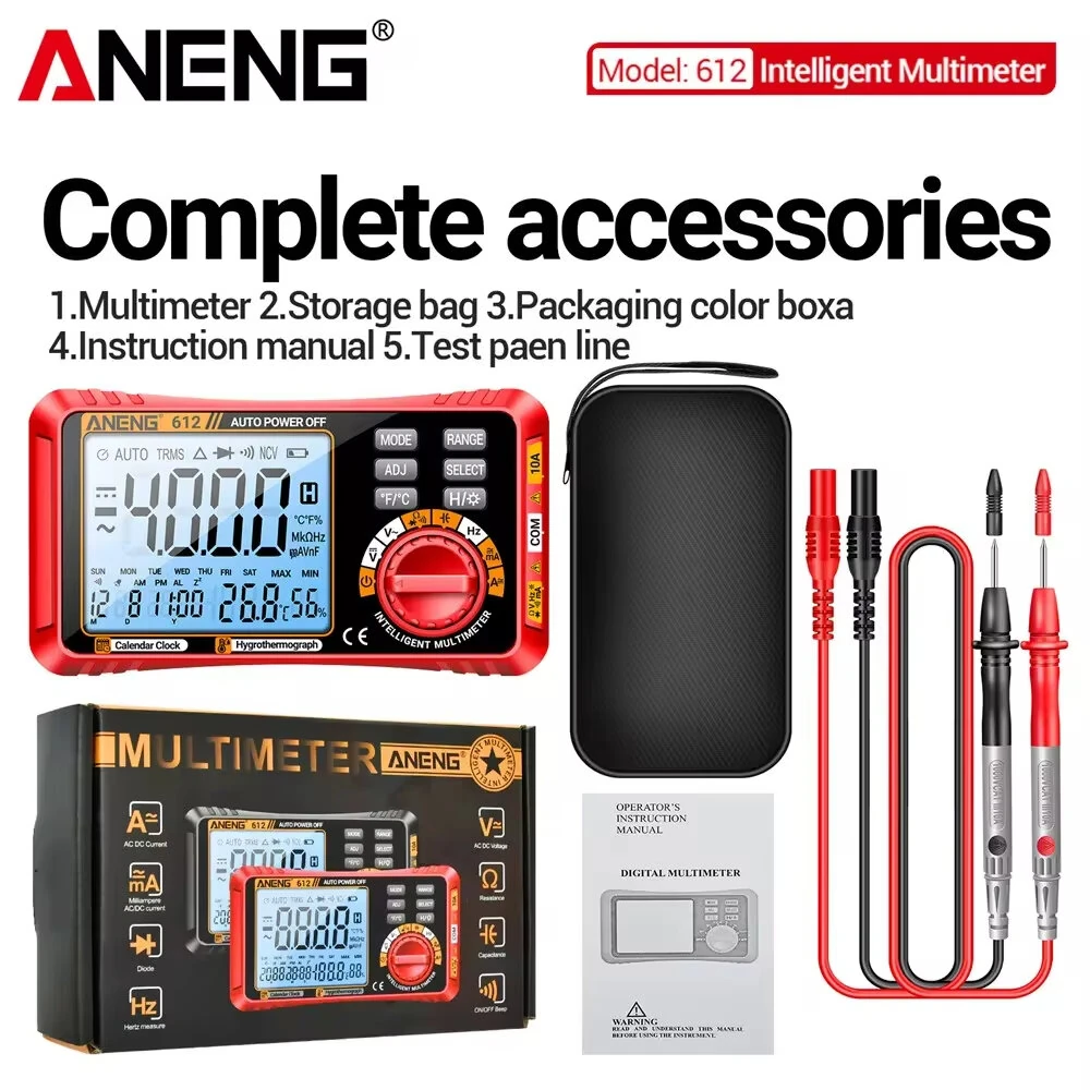 ANENG 612 Digital Multimeter High Precision AC/DC Voltage Current Resistance Capacitance Large LCD Backlight Automatic Power-Saving Portable Design — view 8
